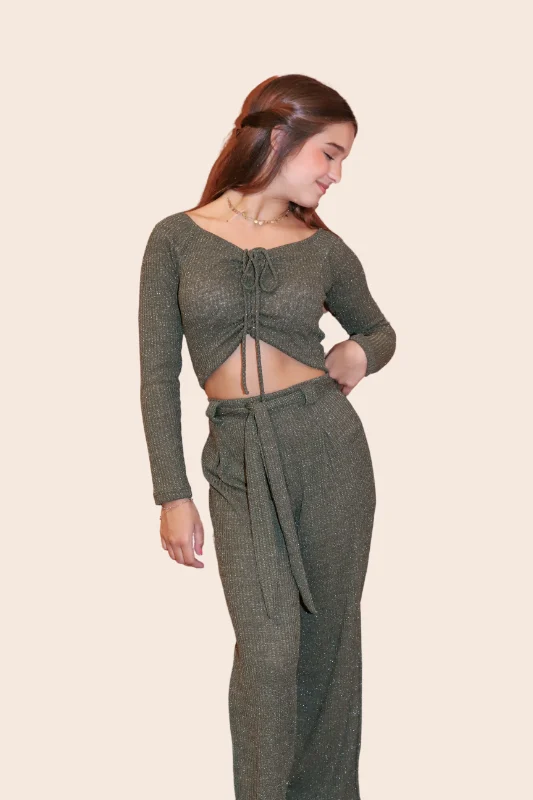 CALÇA CANELADA LUREX