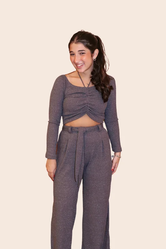 CALÇA CANELADA LUREX
